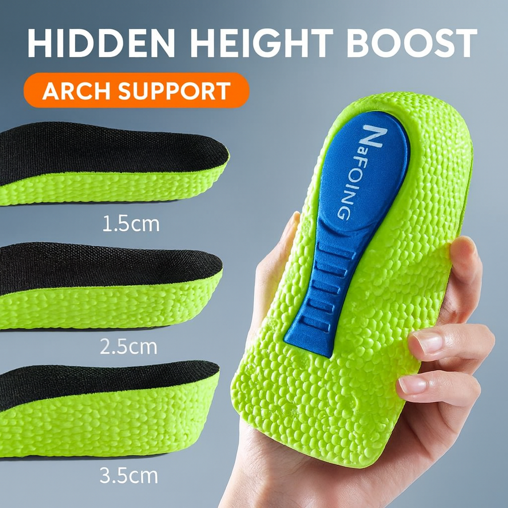 Invisible Height Boost Memory Foam Insoles | Arch Support & Orthopedic Comfort